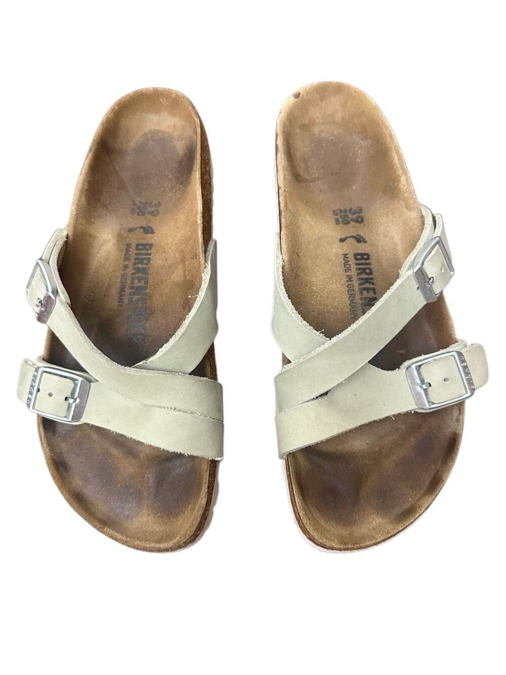 Birkenstock Arizona Sandals Women’s Size 8–8.5 (EU 39) – Beige Leather, Two-Stra